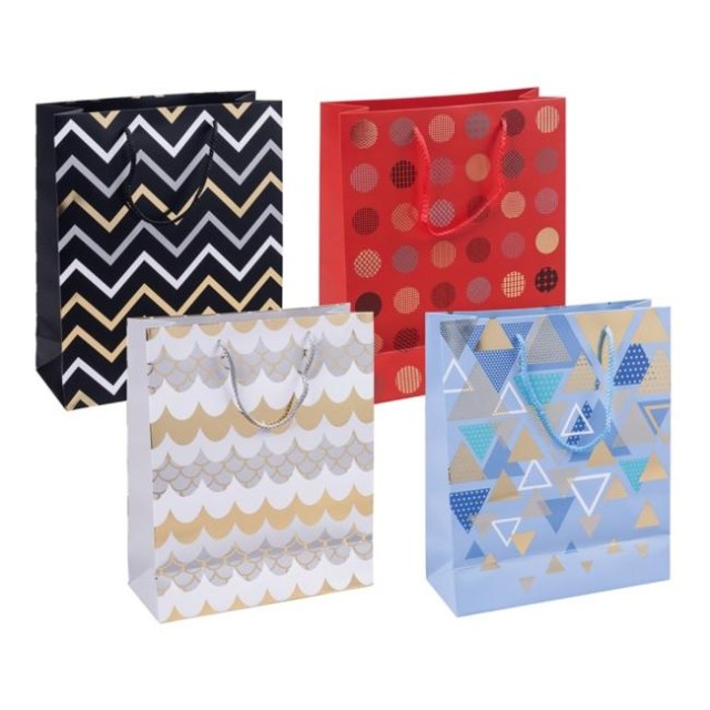 Darčeková taška DONAU HOME, laminovaná, 25x30x10cm, celoročná, šnúrka, mix motívov bez mož