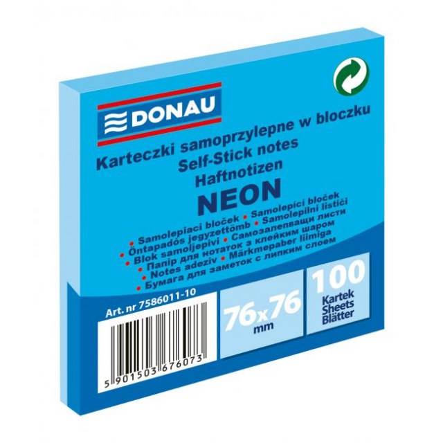 Bloček Donau neónový 76x76mm modrý_1