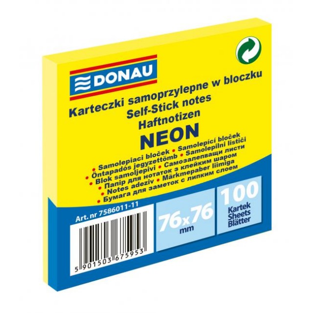 Bloček Donau neónový 76x76mm žltý_1