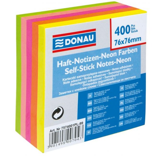 Bloček Donau neonové farby 76x76mm_1