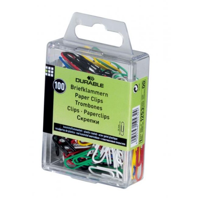 Spisové spony DURABLE 26mm potiahnuté plastom farebné 100ks_1