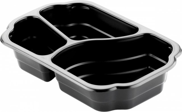 Duni krabička Take-away 3-dielna Black - PP/M, 250x159x48 mm [246 ks]_1