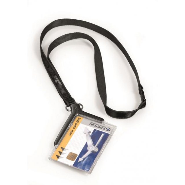 Visačka na plastovú kartu s remienkom DURABLE CARD HOLDER DE LUXE 85x54mm 10ks_1