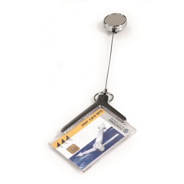 Visačka na plastovú kartu s kotúčom DURABLE CARD HOLDER DE LUXE PRO 85x54mm 10ks_1