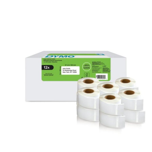 Samolepiace etikety Dymo LW 54x25mm spiatočné adresy biele 12 roliek_1