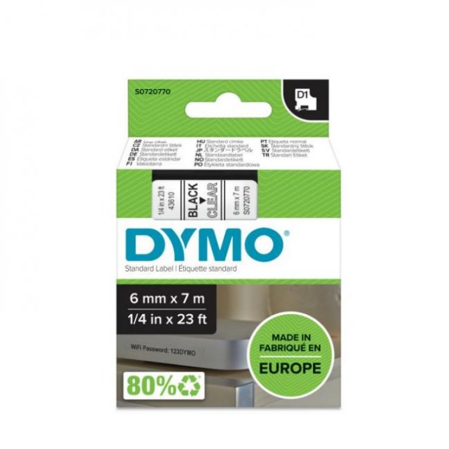 Samolepiaca páska Dymo D1 6 mm číra/čierna_1