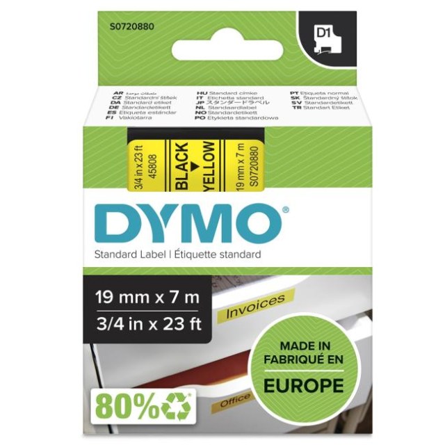 Samolepiaca páska Dymo D1 19 mm žltá/čierna_1