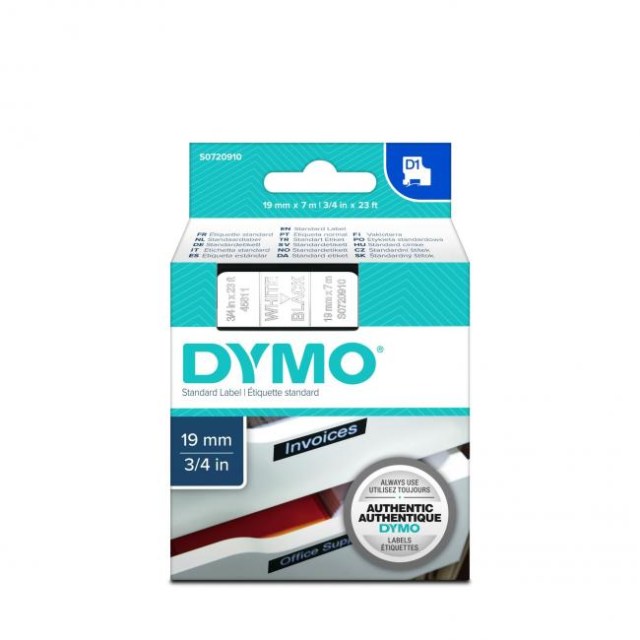 Samolepiaca páska Dymo D1 19 mm čierna/biela_1