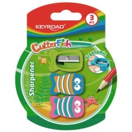 Strúhadlo KEYROAD CUTTER FISH plastové 3 ks blister mix farieb_1