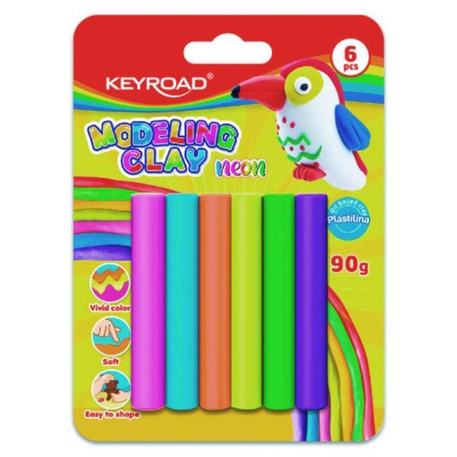 Plastelína KEYROAD 6ks neónová blister mix farieb_1
