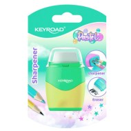 Strúhadlo KEYROAD Pastel color collection! plastové s dvomi otvormi, gumou blister mix far