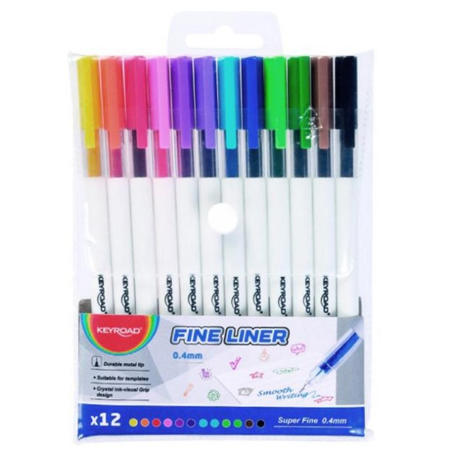 Sada linerov KEYROAD Fine 0,4 mm, 12 ks mix farieb_1