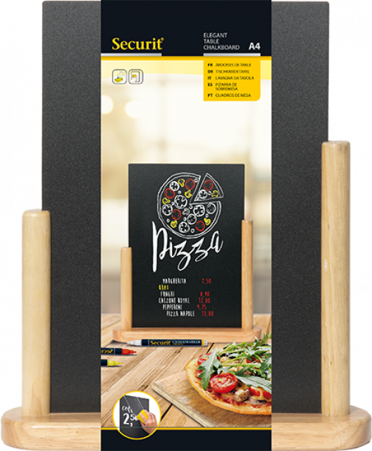 Stolný stojanček s tabuľkou 15x21 cm, stredný, lakovaný, plain_1