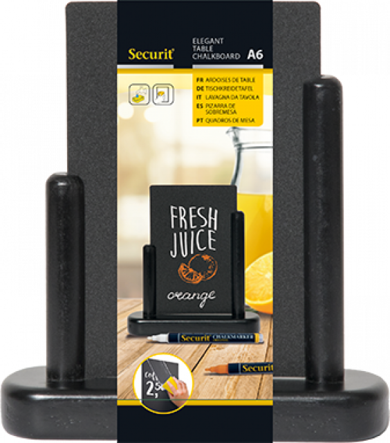 Stolný stojanček s tabuľkou 10x15 cm, malý, lakovaný, čierny_1