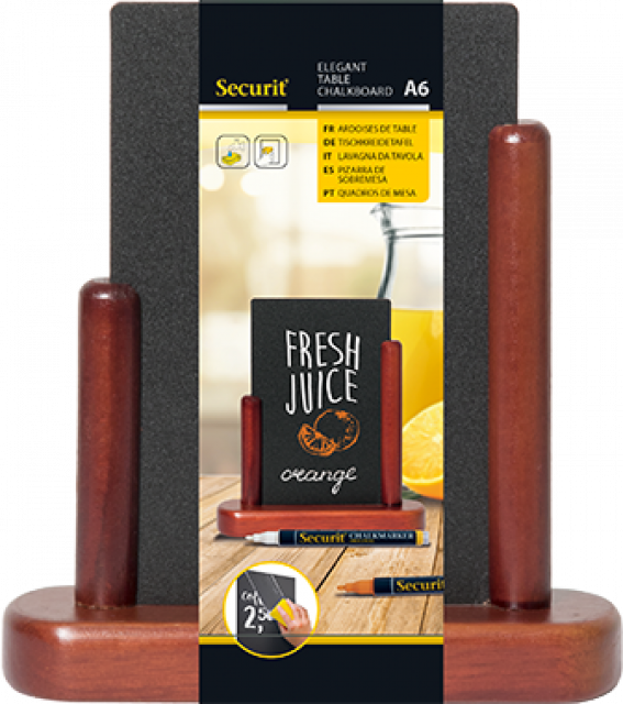 Stolný stojanček s tabuľkou 10x15 cm, malý, lakovaný, Mahagony_1