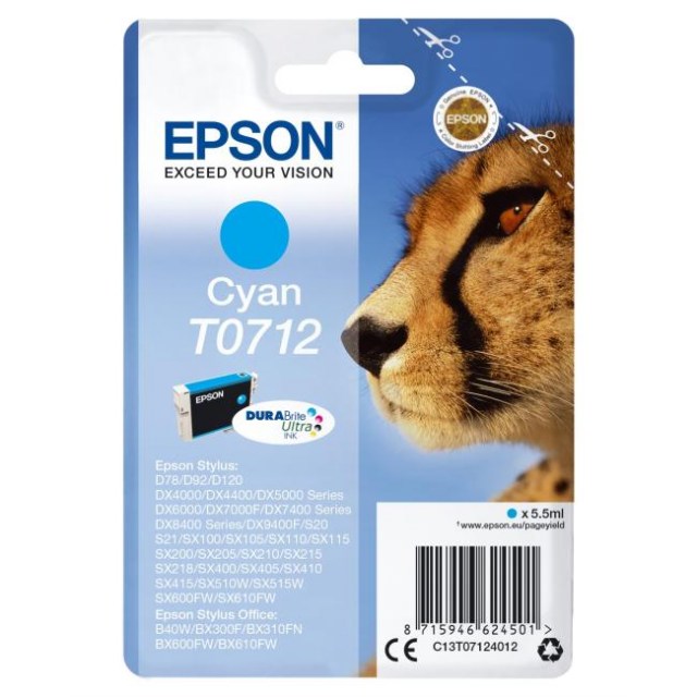 Atramentová náplň Epson T07124011 cyan pre D78/DX4000/4050/5000/5050/6000 (5,5 ml)_1