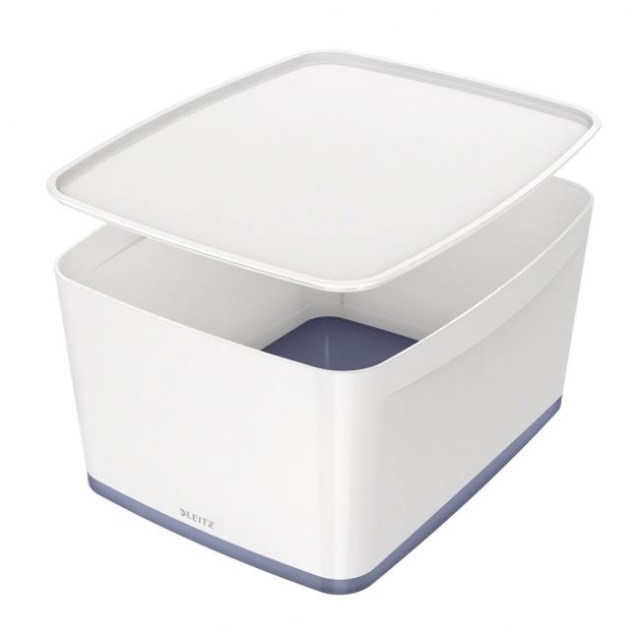 Úložný box s vekom Leitz MyBox, veľkosť L biela/sivá_1