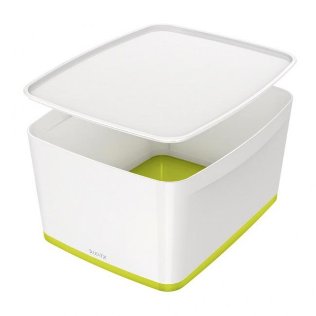 Úložný box s vekom Leitz MyBox, veľkosť L biela/zelená_1