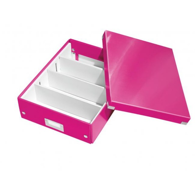 Stredná organizačná škatuľa Click & Store metalická ružová_1