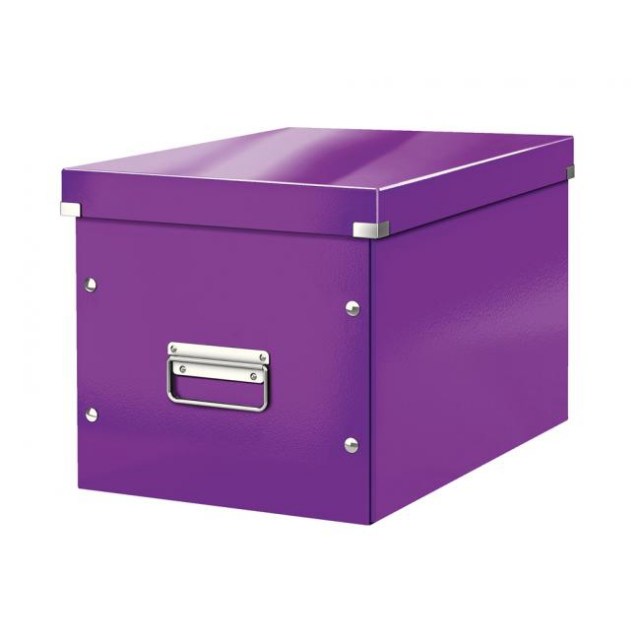 Štvorcová škatuľa Click & Store A4 metalická purpurová_1