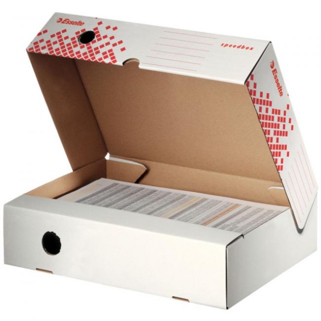 Archívny box Esselte Speedbox so sklápacím vekom 80mm biely/červený_1