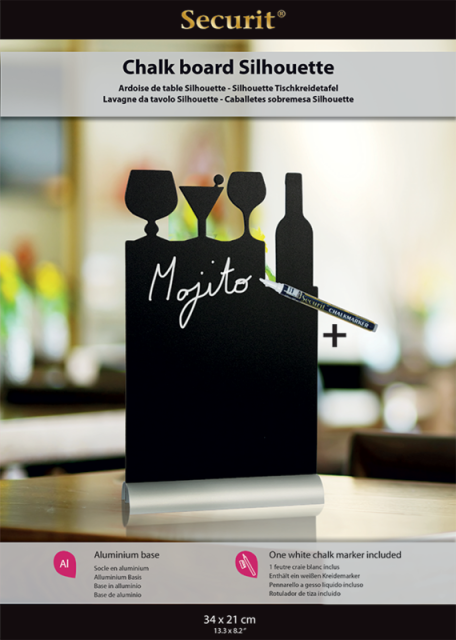 Stolná popisovacia tabuľa s hliníkovým stojančekom a 1 popisovačom, COCKTAIL_2