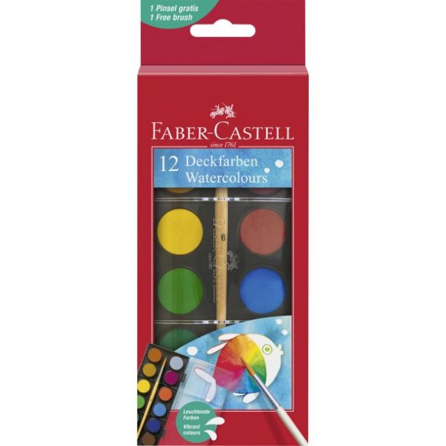 Vodové farby Faber Castell 12 farieb, 24mm_1