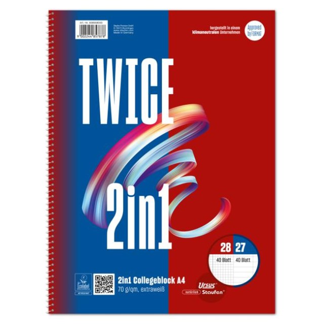 Blok College Format Werk Ursus A4 40 listov linajkový, 40 listov štvorčekový 70g_1