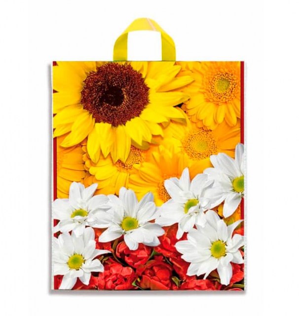 Taška LDPE 45x46 cm - GERBERY SO SLNEČNICOU 100% RECYKLOVATEĽNÉ_1