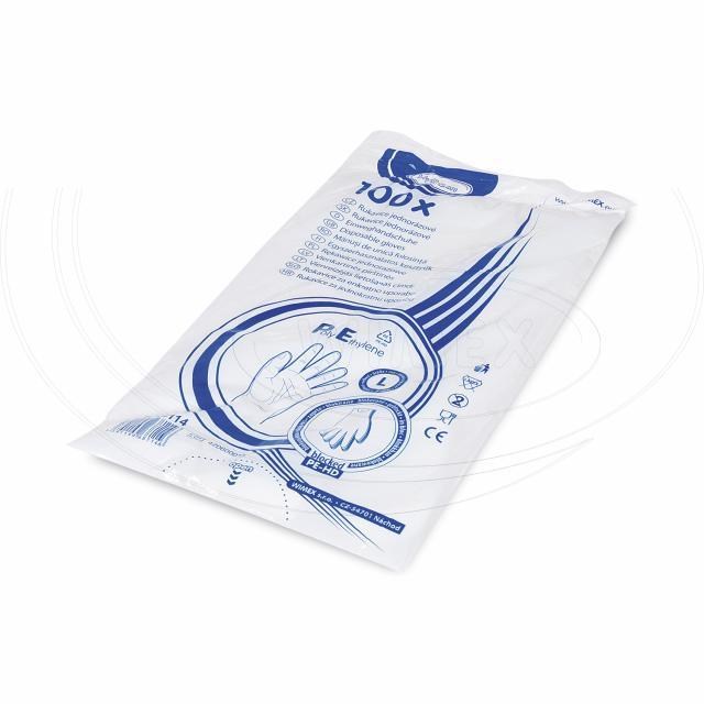 Rukavica (HDPE) jednorázová transparentná L v bloku [100 ks]_2