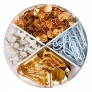 Dóza mix pripináčiky špendlíky kancelárske spony a klipy na dokumenty Herlitz Pure Glam 31