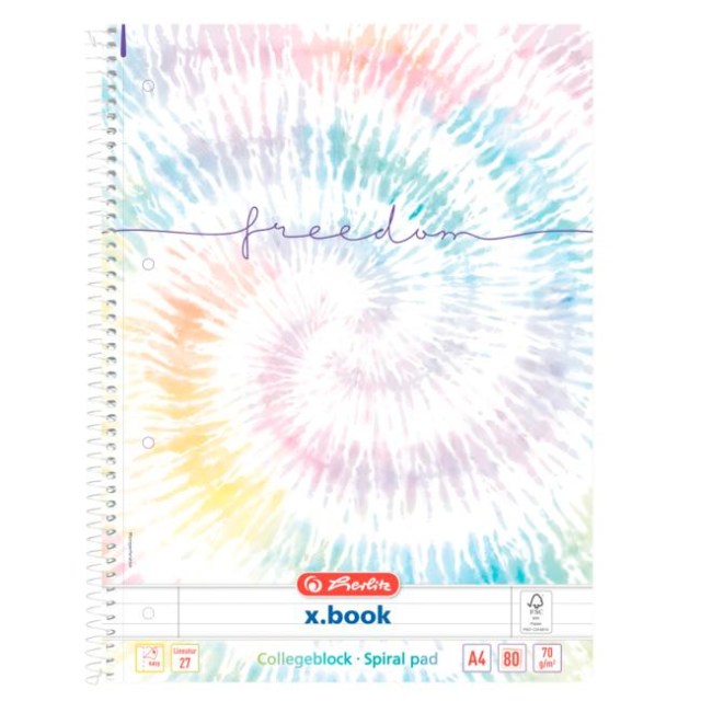 Blok poznámkový Herlitz A4, 80 listov, linajkový, New Batik Freedom_1