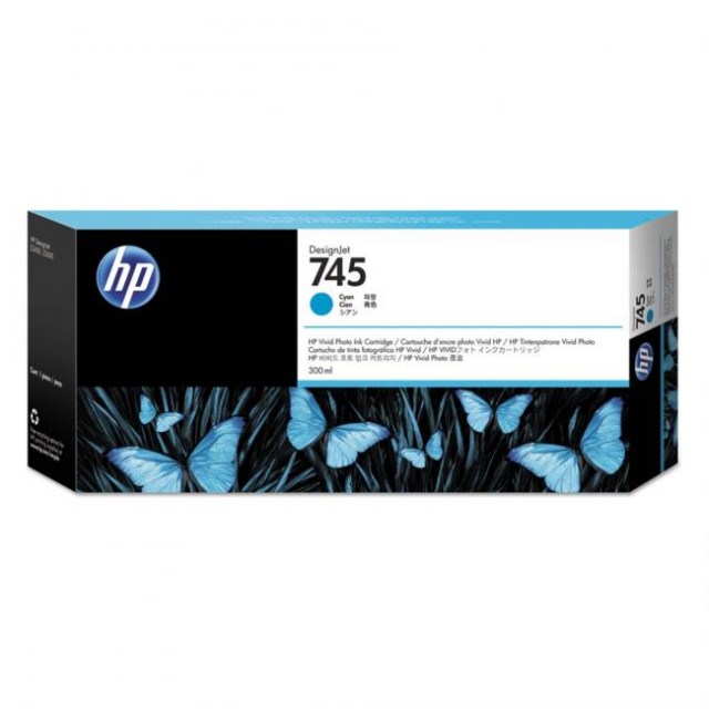 Atramentová náplň HP F9K03A HP 745 cyan (300 ml) pre DesignJet Z2600 PostScript/Z5600 Post