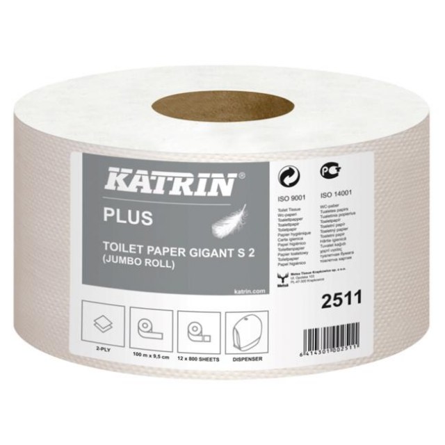 Toaletný papier 2-vrstvový KATRIN Plus Gigant Toilet S2 18 cm, celulóza, návin 100 m_1