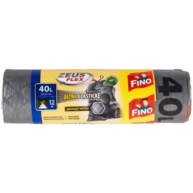 Vrecia zaťahovacie FINO Zeus FLEX 40 l, 32 mic., 55 x 57 cm, strieborné (12 ks)_1