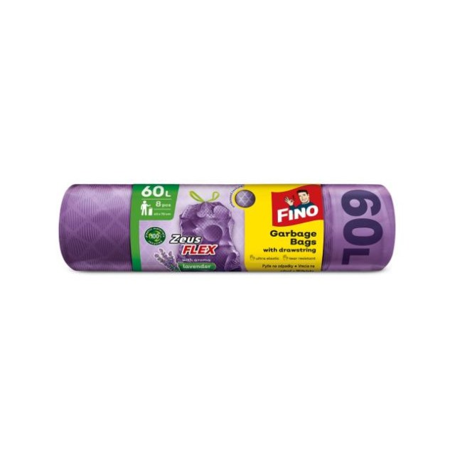 Vrecia zaťahovacie FINO Zeus FLEX AROMATIC 60 l, 33 mic. 63 x 70 cm, fialové (8 ks)_1