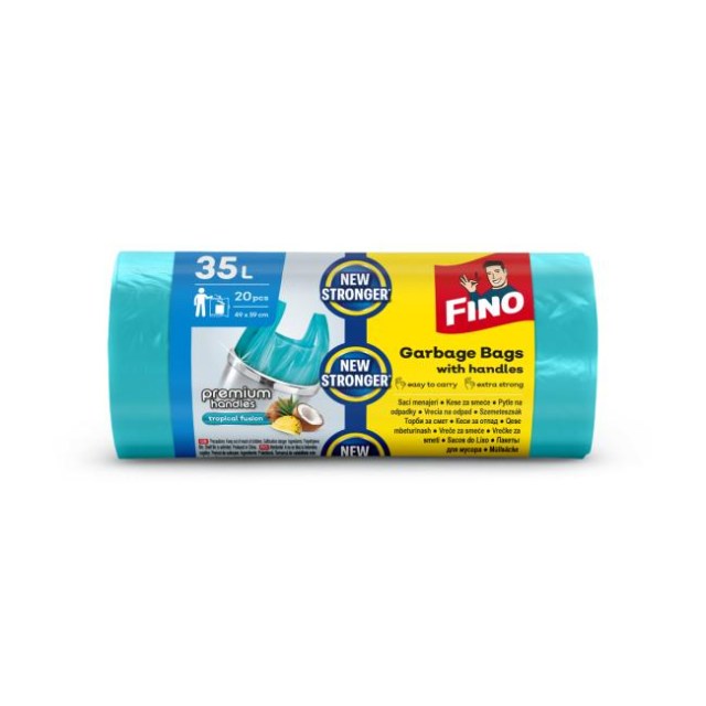 Vrecia zaväzovacie s ušami FINO Premium aromatic 35 l, 10 mic., 49 x 60 cm, zelené (20 ks)