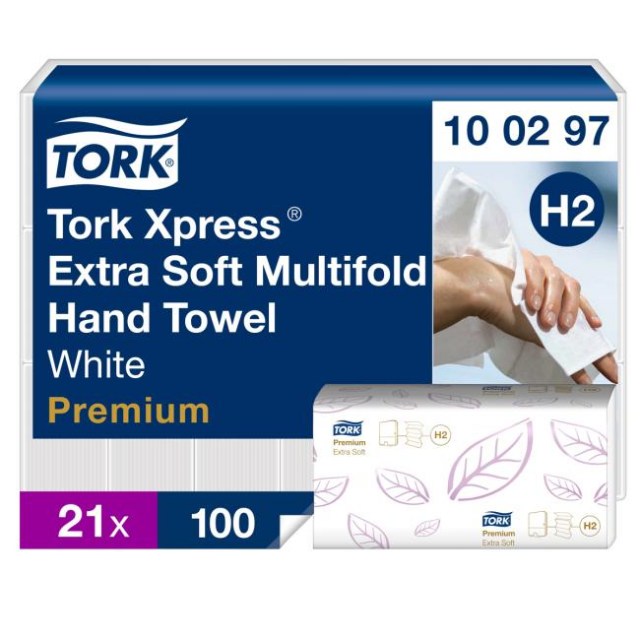 Papierové utierky skladané ZZ 2-vrstv. TORK Xpress Multifold extra jemné H2 (21 bal.)_1