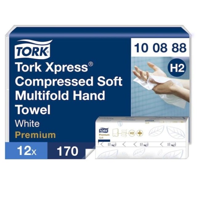 Papierové utierky skladané ZZ 2-vrstv. TORK Xpress Multifold stlačené jemné H2 (12 bal. x_