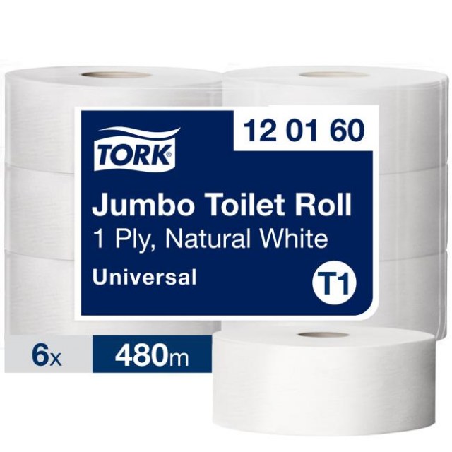 Toaletný papier 1-vrstv. TORK Jumbo 26 cm, návin 480 m, sivý T1 (6 ks)_1