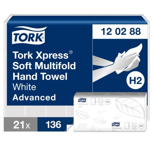 Papierové utierky skladané 2-vrstv. TORK Advanced interfold H2 (21bal.)_1