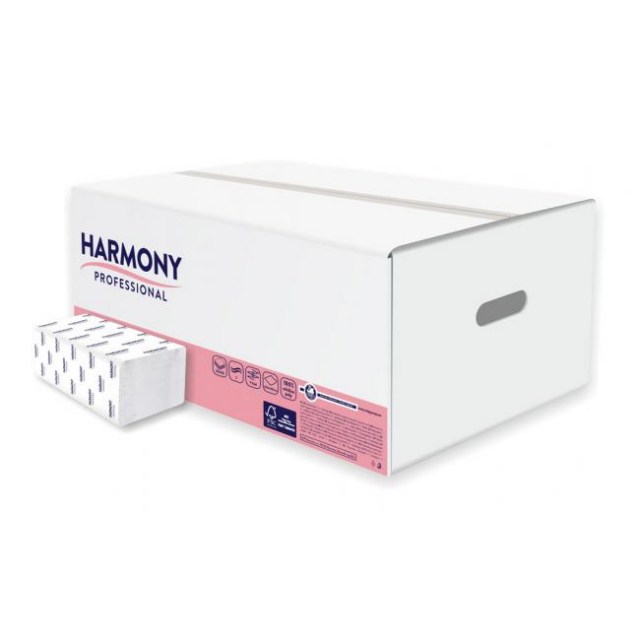 Papierové utierky skladané ZZ 2-vrstvové HARMONY professional biele (20 bal.)_1