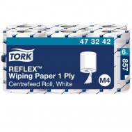 Papierové utierky v rolke 1-vrstv. TORK Reflex biele M4, návin 300 m (6 ks)_1