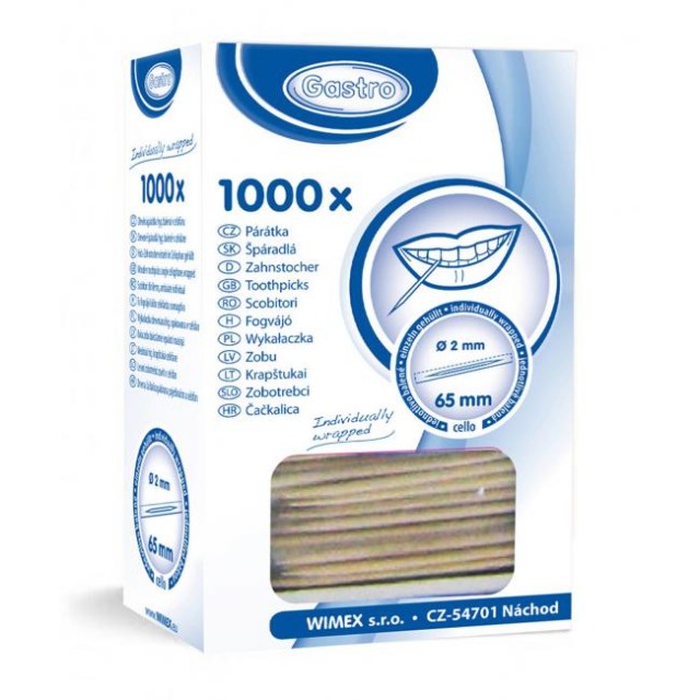 Špáradlá drevené  hygienicky balené  O 2x65 mm 1000ks_1