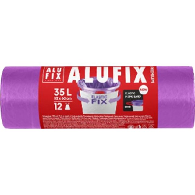 Vrecia na odpad zaťahovacie Elastic FIX LDPE 53x60cm 35 l/12pcs fialové_1