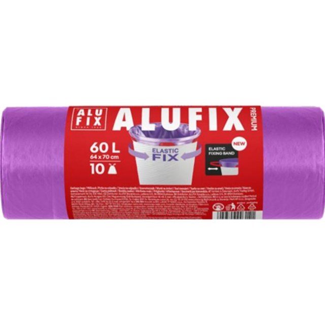 Vrecia na odpad zaťahovacie Elastic FIX LDPE 64x70cm 60 l/10pcs fialové_1