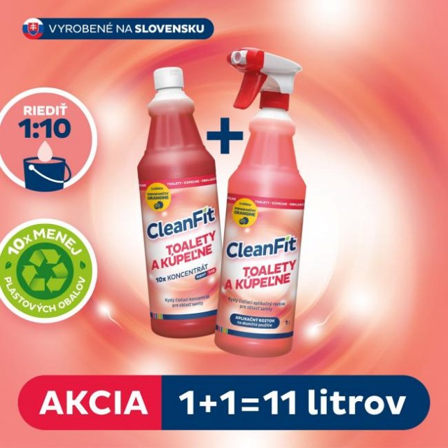 Cleanfit ultrakoncentrát - Toalety a kúpeľne 1+1=11 l_1
