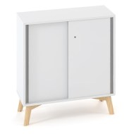 Policová skriňa ALFA ROOT, posuvné dvere, 1 polica, 80x45x88,7cm, biela_1