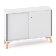 Policová skriňa ALFA ROOT, posuvné dvere, 1 polica, 100x45x88,7cm, biela_1