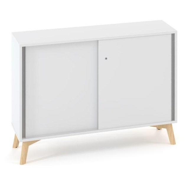 Policová skriňa ALFA ROOT, posuvné dvere, 1 polica, 100x45x88,7cm, biela_1
